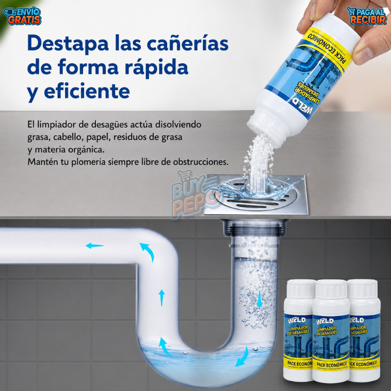 DrainClean™ 🚿 - Polvo limpiador de drenaje ✨