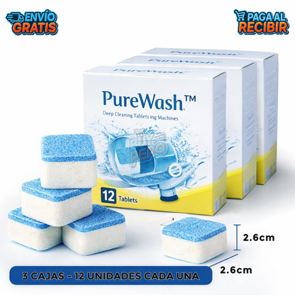 PureWash™ 🫧 - 12 Pastillas limpieza lavadora 🧼