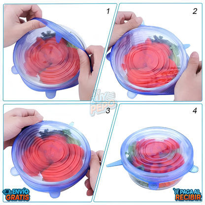 FlexiCover™ 🥑 - Set 6 tapas reutilizables 🍽️