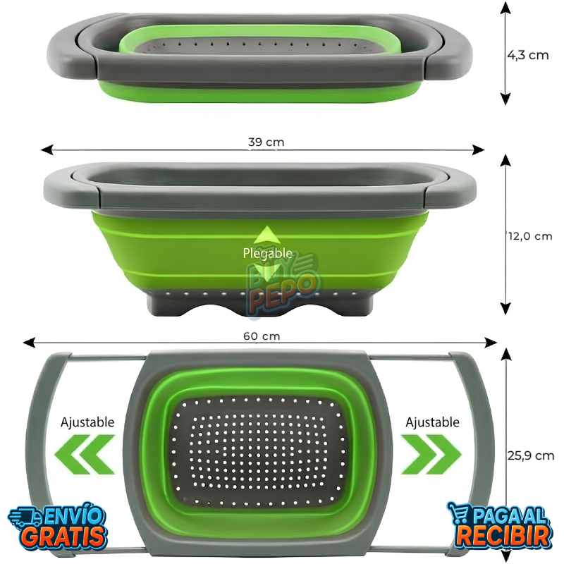 FlexDrain™ 🥗 - Colador extensible cocina 🍅