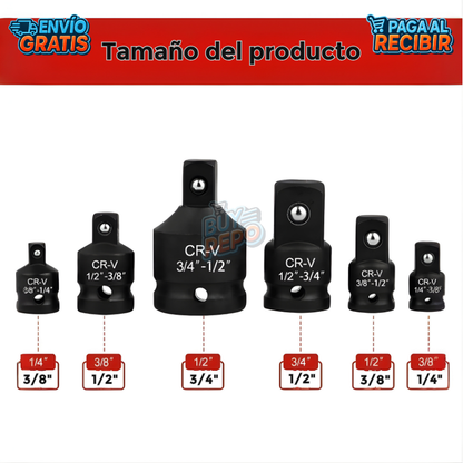 ImpactPro™ ⚡ - Kit de 6 Adaptadores Para Dados - Grado Impacto 🔩