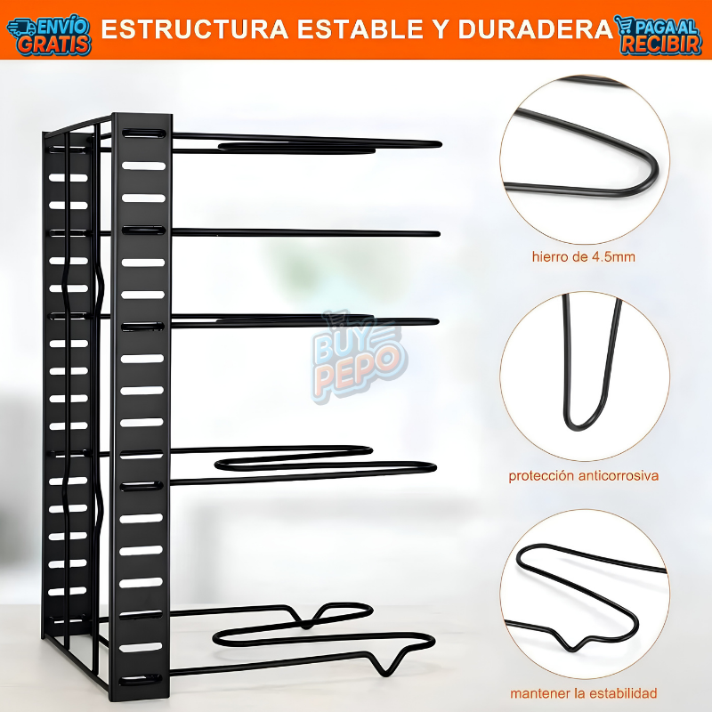 PotOrganizer™ 🍳 - Organizador de ollas ajustable ✨
