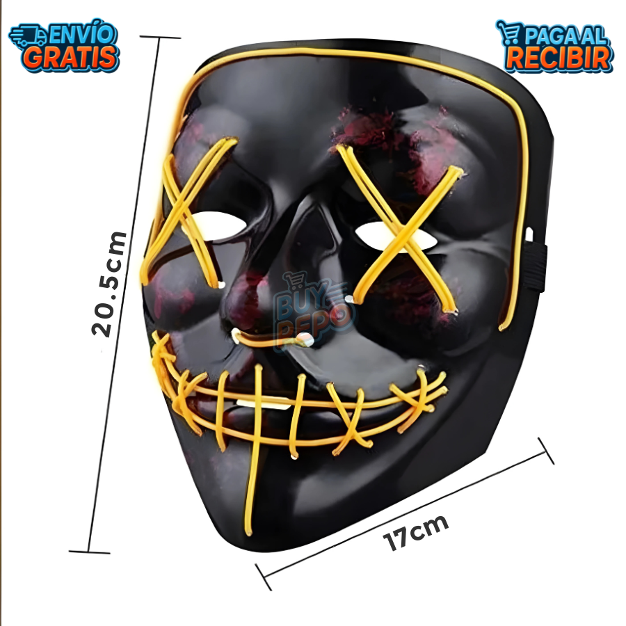 NightFright™ 💀 - Máscara LED Halloween 🎭