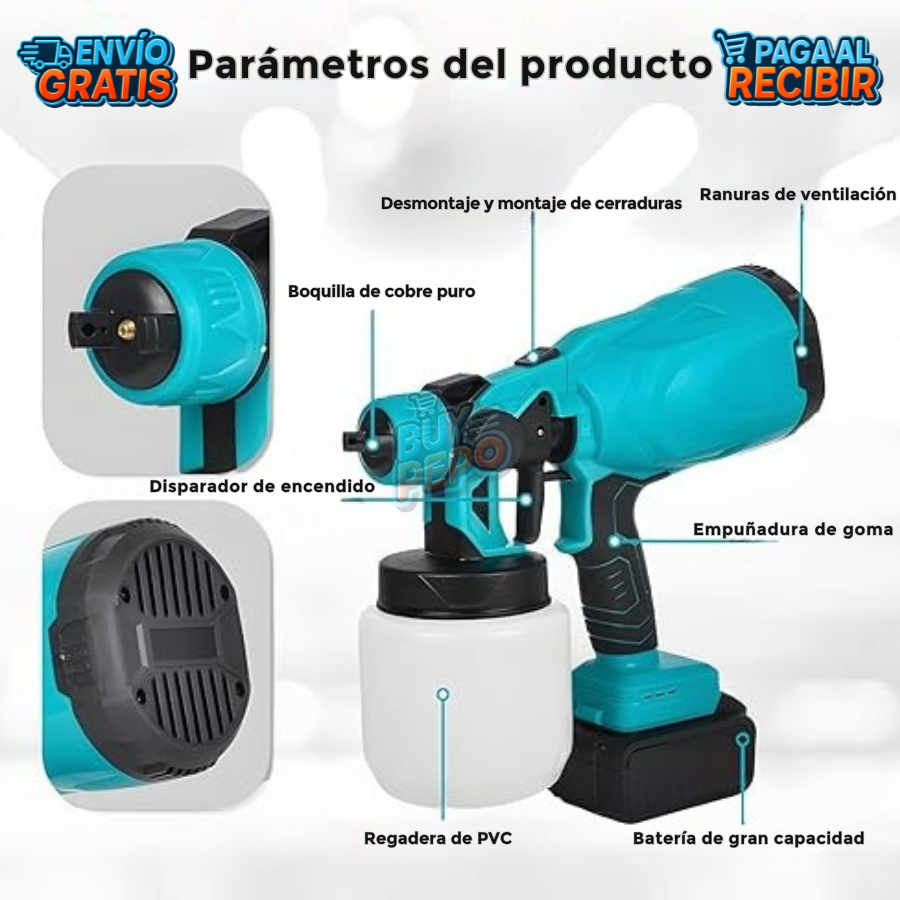 SprayVolt™ ⚡ - Pistola inalámbrica para pintar 🎨