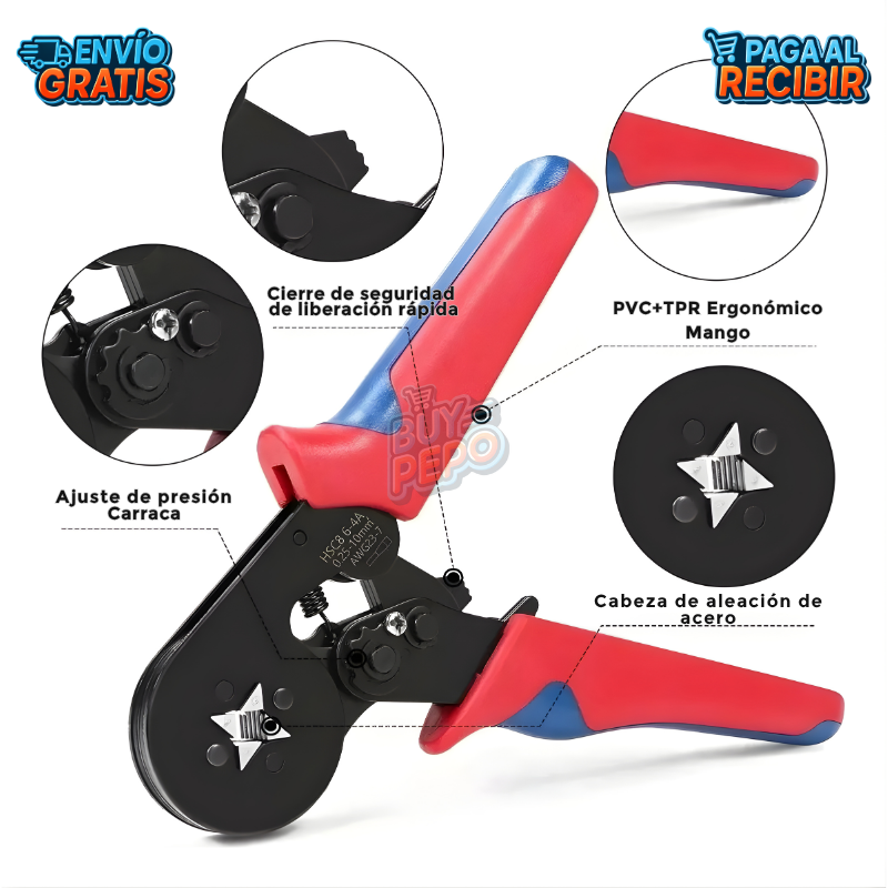 CrimpForce™ ⚡ Kit Crimpeadora + 1200 Terminales de Distintas Medidas 🔧