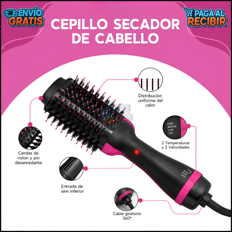 StyleAll™ 💇 - Cepillo secador alisador 3 en 1 ✨