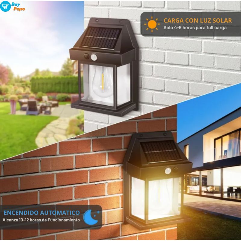LAMPARA SOLAR 🌞💡 de Pared - Con Sensor Activo ✨🌿