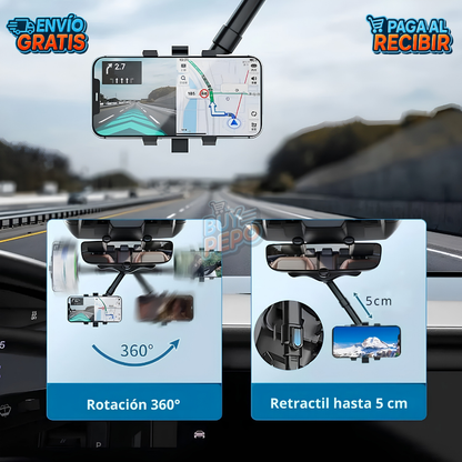 MirrorGrip™ 🚗 - Soporte retrovisor móvil 📱