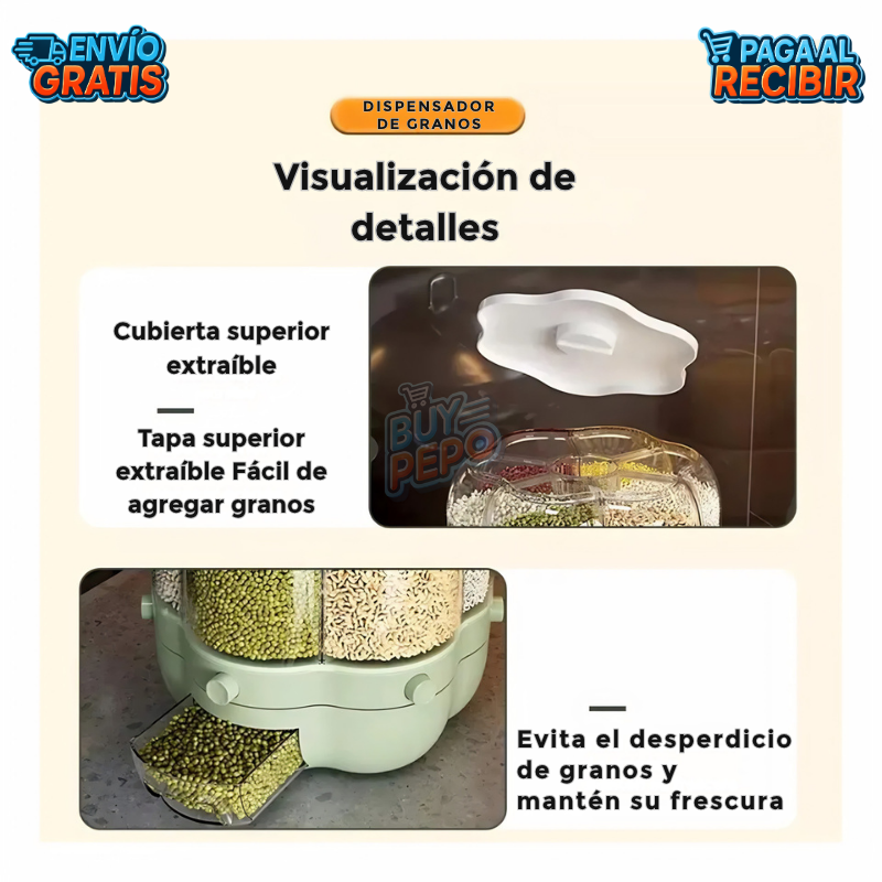 GrainSpin™ 🌾 - Dispensador giratorio granos ✨