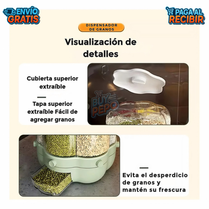 GrainSpin™ 🌾 - Dispensador giratorio granos ✨