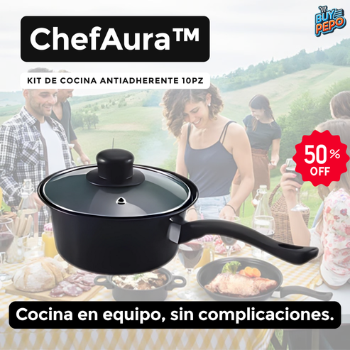 ChefAura™ 🍳 –  Kit De Cocina Antiadherente 10pz ✨