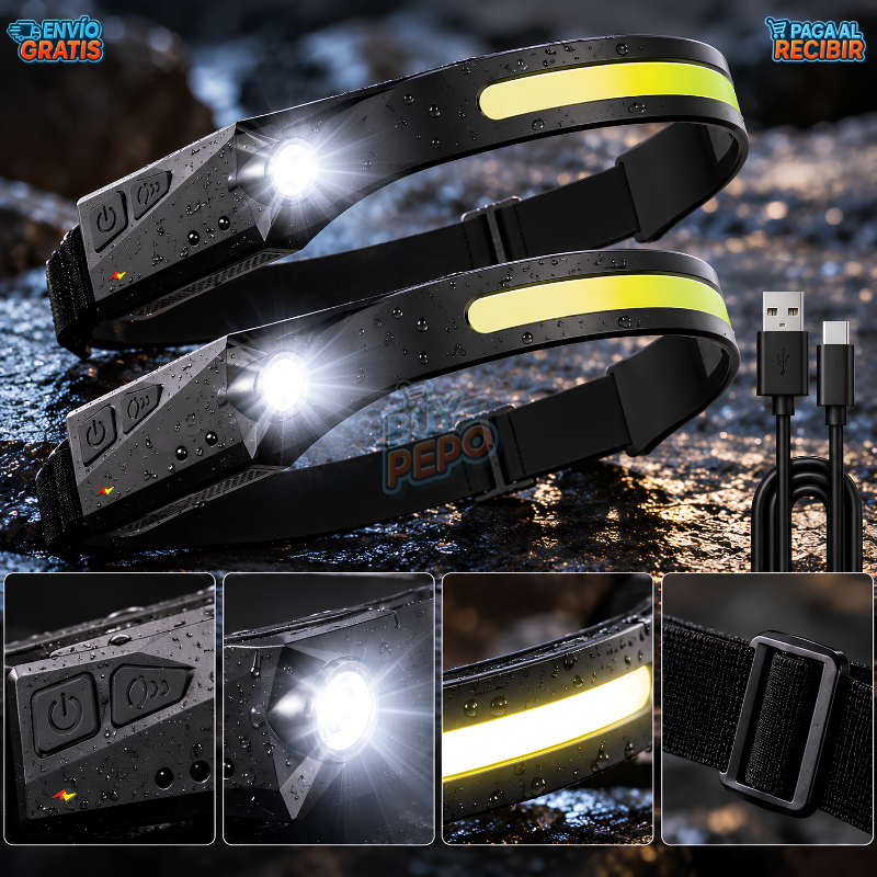 UltraView™ 💡 - Linterna frontal 230° 🔦