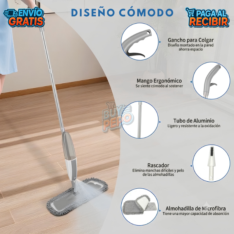 BrilloJet™ 💦 - Mopa rociadora limpia fácil 🧼