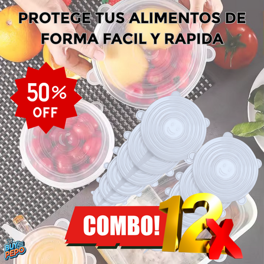 🚨COMBO 12UN🚨 – Tapas Elásticas Reutilizables 🥣♻️