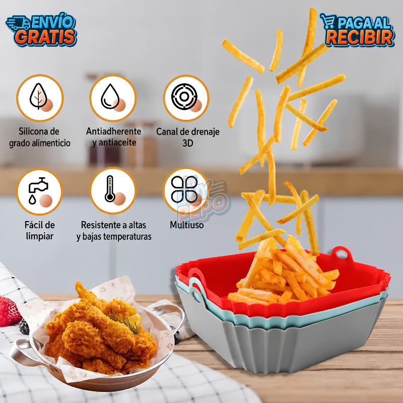AirTray™ 🍟 - Pack 2 bandejas de silicona ✨
