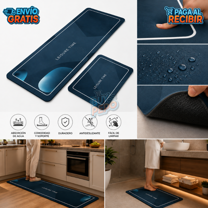 Absorbix™ 🧼 - Kit De Alfombra absorbente Cocina Y Baño 🏠