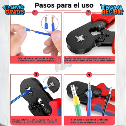 CrimpForce™ ⚡ Kit Crimpeadora + 1200 Terminales de Distintas Medidas 🔧