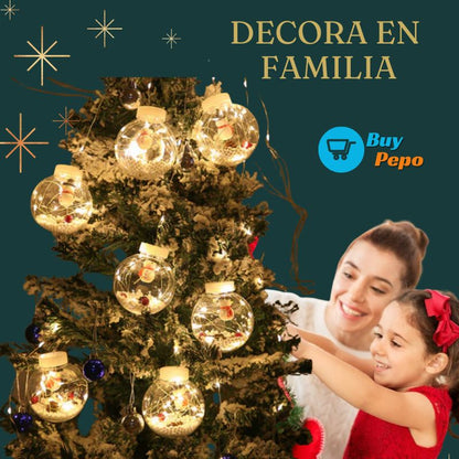 🎄✨ Guirnalda Cortina LED ✨💡 - 10 Esferas Navideñas 🎅