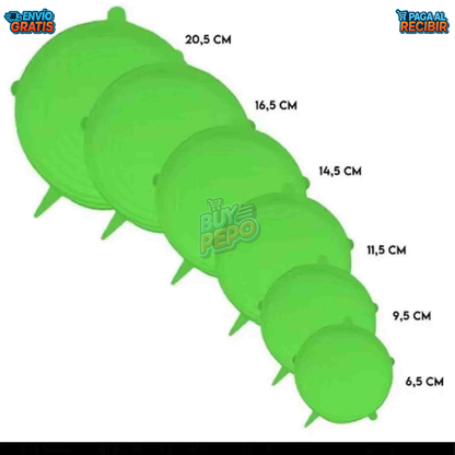 FlexiCover™ 🥑 - Set 6 tapas reutilizables 🍽️