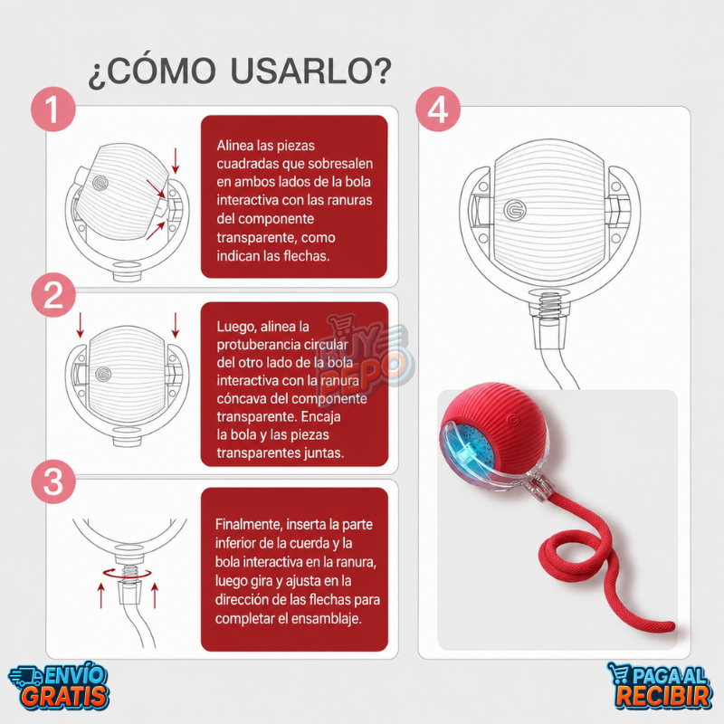 PlayBall™ 🐾 - Pelota inteligente con cuerda 🐶