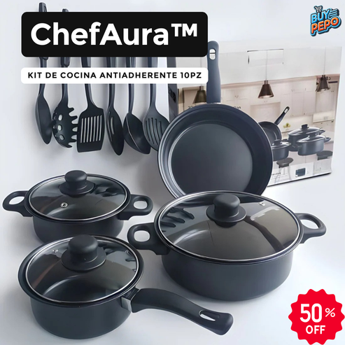 ChefAura™ 🍳 –  Kit De Cocina Antiadherente 10pz ✨