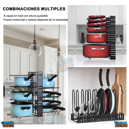 PotOrganizer™ 🍳 - Organizador de ollas ajustable ✨
