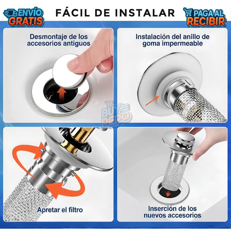 DrainLock™ 🚰 - Tapón filtro 2 en 1 ✨