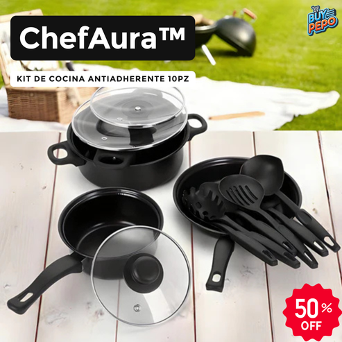 ChefAura™ 🍳 –  Kit De Cocina Antiadherente 10pz ✨