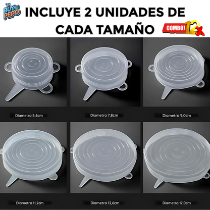 🚨COMBO 12UN🚨 – Tapas Elásticas Reutilizables 🥣♻️
