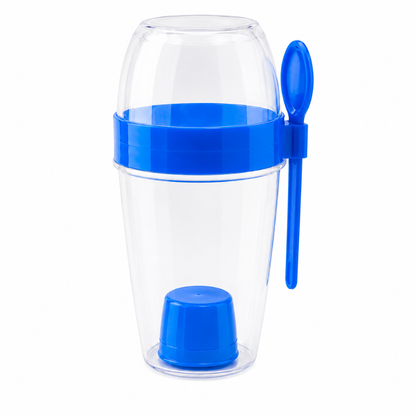 Vaso para ensalada con tapa y cubierto