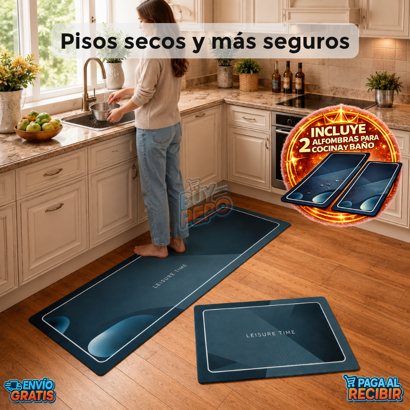 Absorbix™ 🧼 - Kit De Alfombra absorbente Cocina Y Baño 🏠