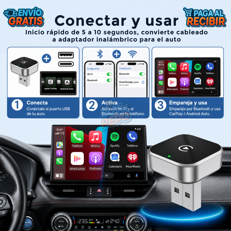 AutoSync™ 🔗 - Adaptador conexión inalámbrica 🚗