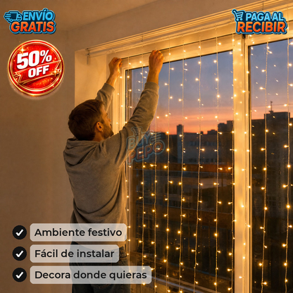 CurtainGlow™ ✨ - Cortina de luces exteriores 💡