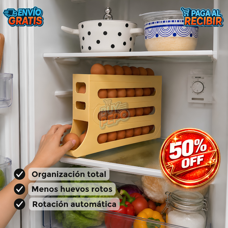 EggRoll™ 🥚 - Dispensador de huevos 4 niveles 🗂️