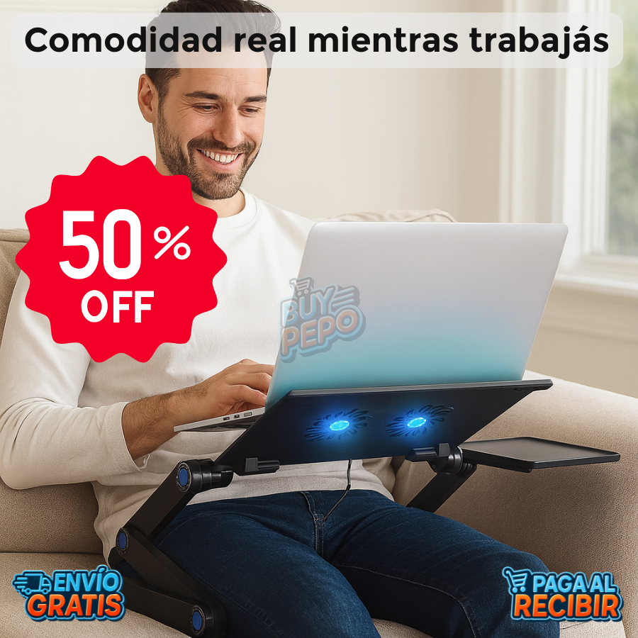 FlexAir™ 🌬️ - Mesa portátil con ventilación ❄️