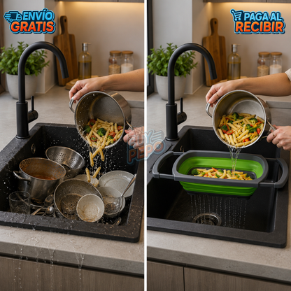 FlexDrain™ 🥗 - Colador extensible cocina 🍅