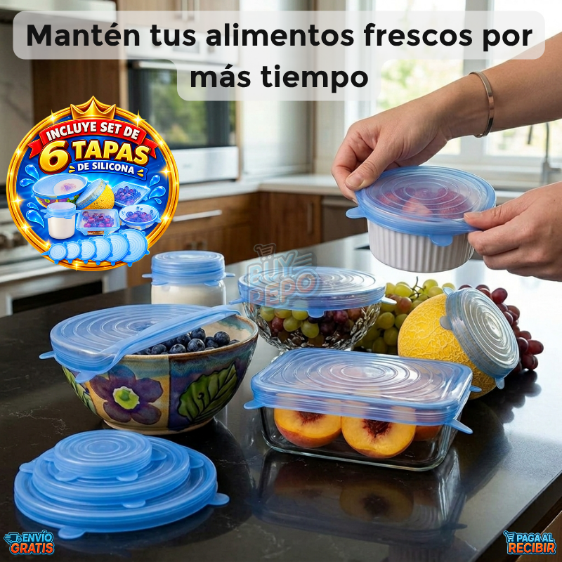 FlexiCover™ 🥑 - Set 6 tapas reutilizables 🍽️