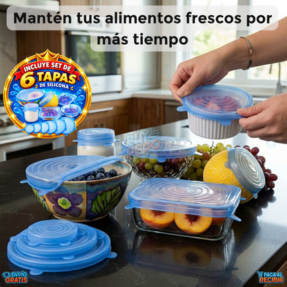 FlexiCover™ 🥑 - Set 6 tapas reutilizables 🍽️