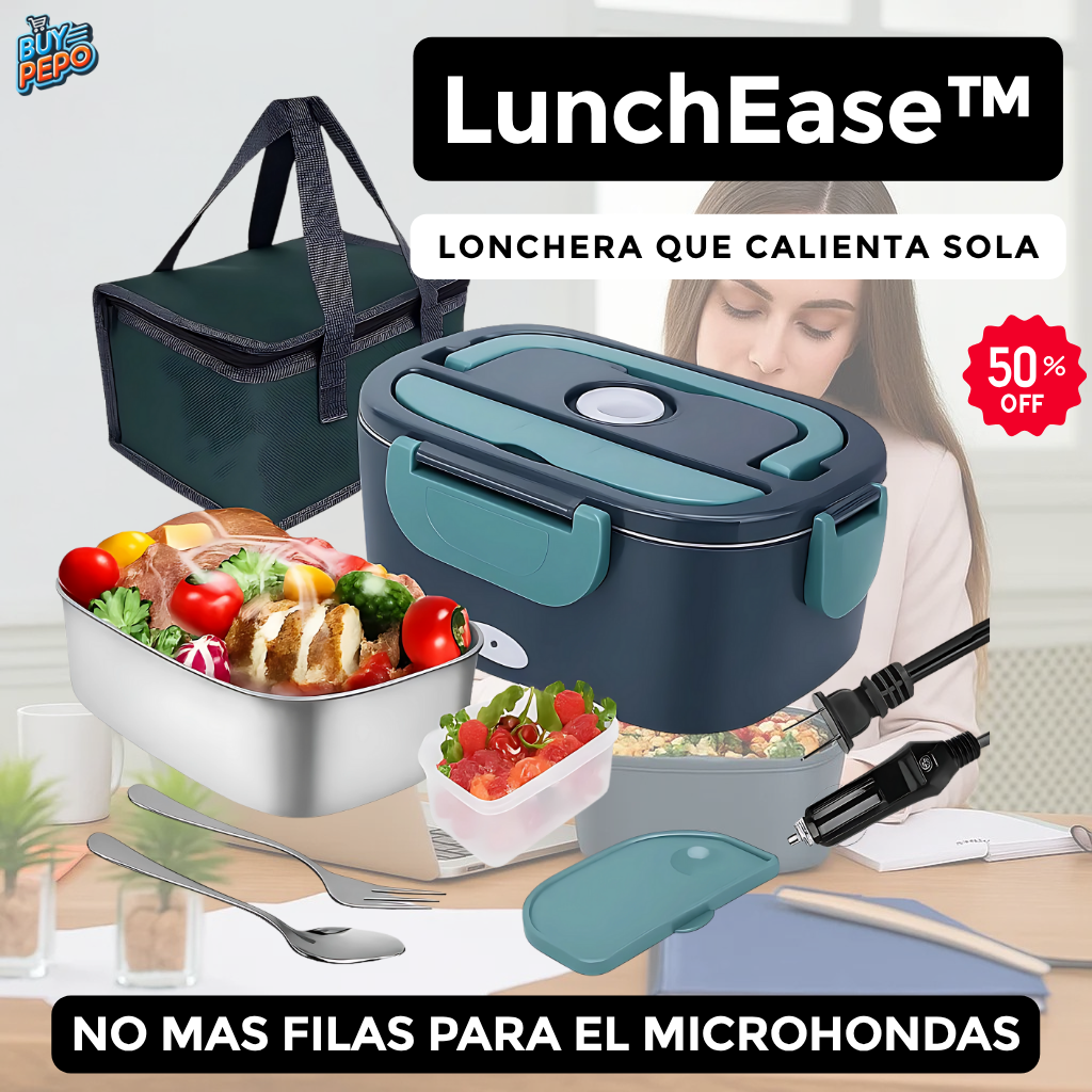 LunchEase™ - Lonchera de acero que calienta sola ⚡