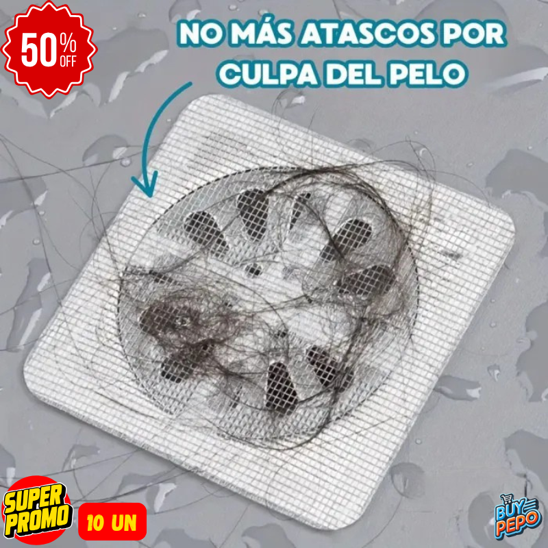 🚨 MEGA PACK 10 un 🚨 – Malla Filtro Autoadhesiva para Desagüe 🛁