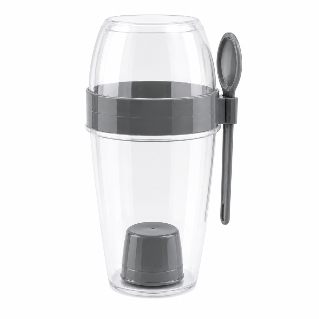 Vaso para ensalada con tapa y cubierto