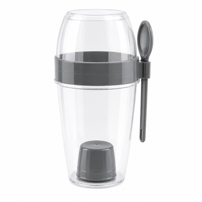 Vaso para ensalada con tapa y cubierto