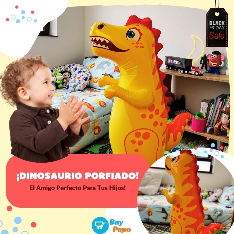 DINOAMIGO INFLABLE® 🦕❤️ - Juguete Mono Porfiado De Dinosaurio 🦖🎉