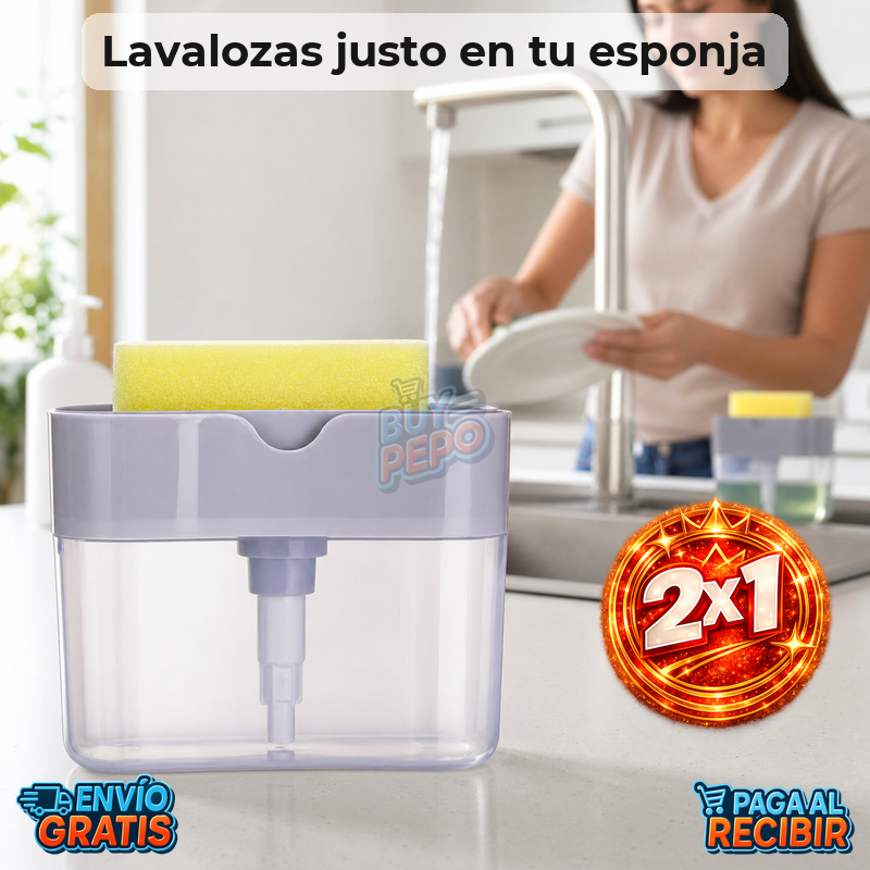 SoapPress™ 🧽 - Dispensador lavalozas con esponja ✨