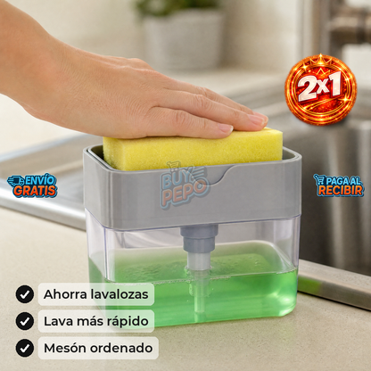 SoapPress™ 🧽 - Dispensador lavalozas con esponja ✨