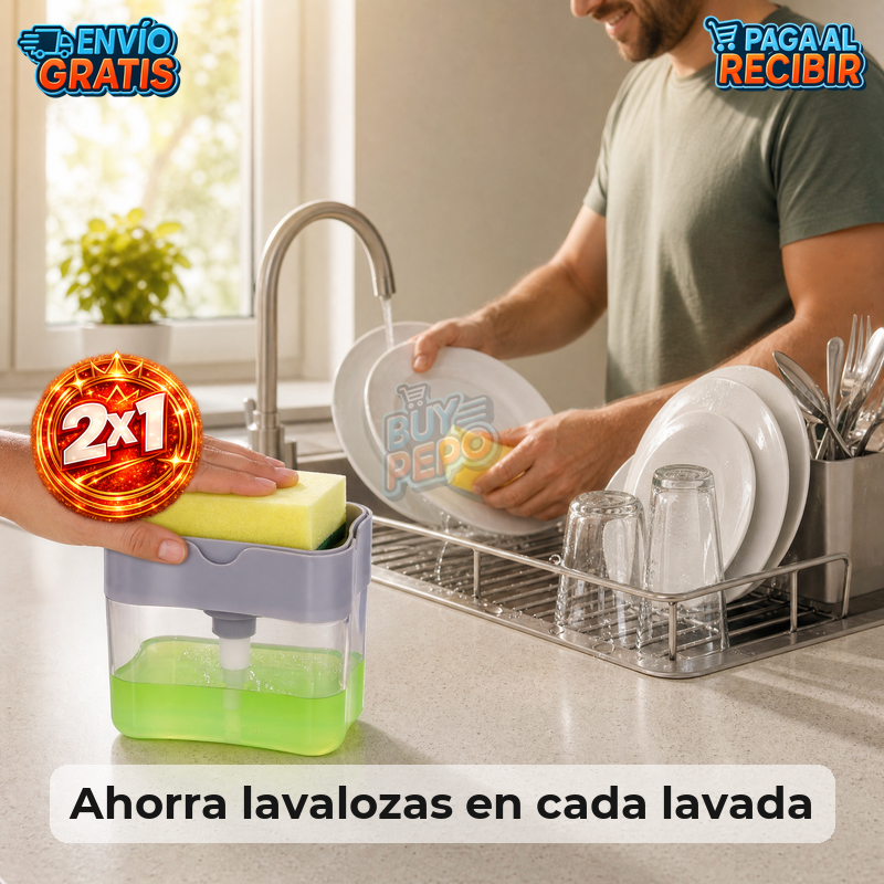 SoapPress™ 🧽 - Dispensador lavalozas con esponja ✨