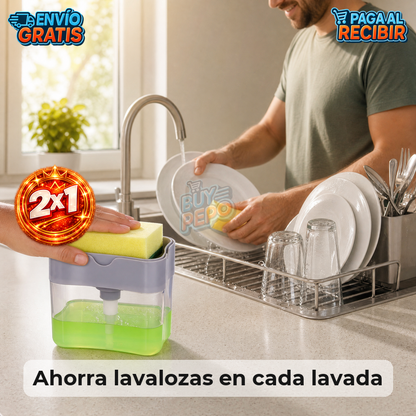 SoapPress™ 🧽 - Dispensador lavalozas con esponja ✨