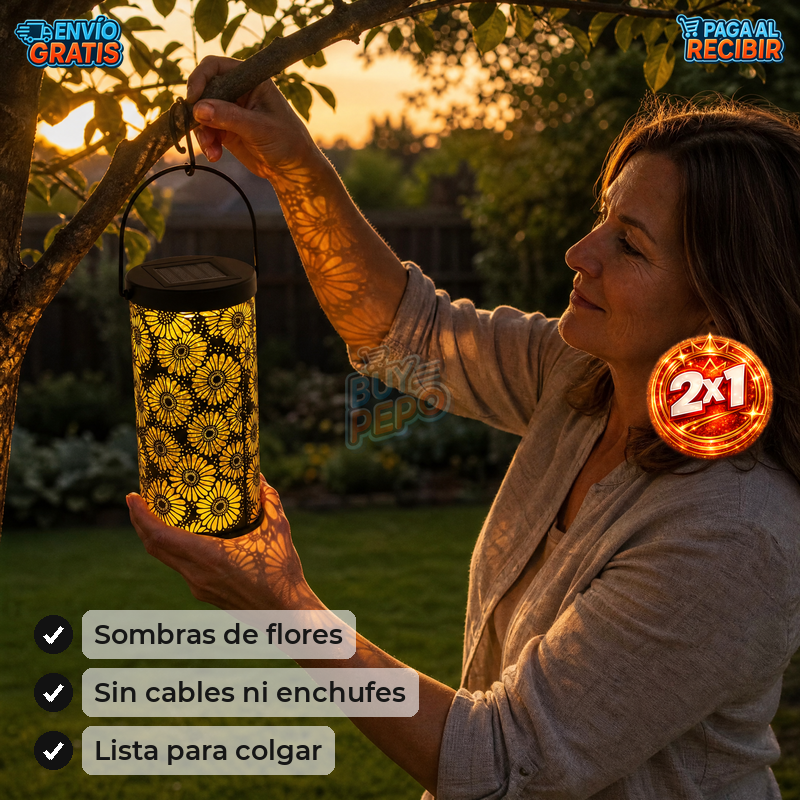 BloomGlow™ 🌸 - Farol solar proyector floral ☀️