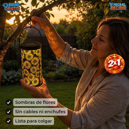 BloomGlow™ 🌸 - Farol solar proyector floral ☀️