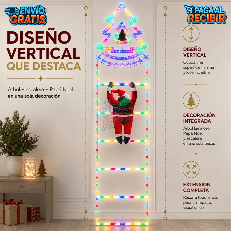 SantaClimb™ 🎅 - Luces LED escalera navideña ✨